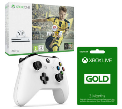 MICROSOFT Xbox One S with FIFA 17 with Controller & 3 Months Xbox LIVE Gold Membership Bundle - 1 TB MICROSOFT Xbox One S with FIFA 17 with Controller & 3 Months Xbox LIVE Gold Membership Bundle - 1 TB